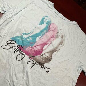 Womens Britney Spears Graphic Tour-Style 100% Cotton Baby Blue Tee (XLarge)